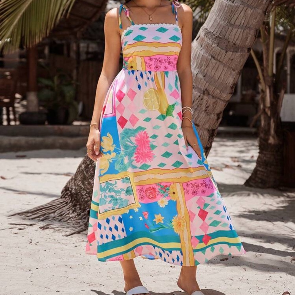 Colorful Geometric Print Sundress